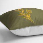 - RealHomes Dijital Baskılı Modern Yastık Kırlent Kılıfı - Realhomes Yeşil Zeminli Sarı Onedraw Çizimli Dekoratif Yastık Kırlent Kılıfı Realhomes