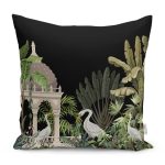 - RealHomes Dijital Baskılı Modern Yastık Kırlent Kılıfı - Realhomes Siyah Zemin Tropik Hayvan & Yaprak Tasarımlı Modern Yastık Kırlent Kılıfı Realhomes