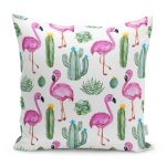 - RealHomes Dijital Baskılı Modern Yastık Kırlent Kılıfı - Realhomes Tropik Kaktüs Flamingo Özel Tasarım Dijital Baskılı Yastık Kırlent Kılıfı Realhomes