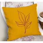 - RealHomes Dijital Baskılı Modern Yastık Kırlent Kılıfı - Realhomes Hardal Zemin Yaprak Dalı Özel Tasarım Yastık Kırlent Kılıfı Realhomes