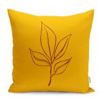 - RealHomes Dijital Baskılı Modern Yastık Kırlent Kılıfı - Realhomes Hardal Zemin Yaprak Dalı Özel Tasarım Yastık Kırlent Kılıfı Realhomes