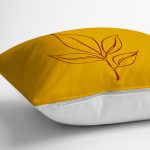 - RealHomes Dijital Baskılı Modern Yastık Kırlent Kılıfı - Realhomes Hardal Zemin Yaprak Dalı Özel Tasarım Yastık Kırlent Kılıfı Realhomes
