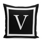 - RealHomes Dijital Baskılı Modern Yastık Kırlent Kılıfı - Realhomes Siyah Zemin Beyaz Çerçeveli V Harfi Dijital Baskılı Kırlent Kılıfı Realhomes