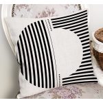 - RealHomes Dijital Baskılı Modern Yastık Kırlent Kılıfı - Realhomes Siyah Beyaz Çizgili Tasarım Dekoratif Yastık Kırlent Kılıfı Realhomes