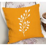 - RealHomes Dijital Baskılı Modern Yastık Kırlent Kılıfı - Realhomes Hardal Zemin Beyaz Çiçek Tasarımlı Yastık Kırlent Kılıfı Realhomes