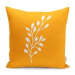 - RealHomes Dijital Baskılı Modern Yastık Kırlent Kılıfı - Realhomes Hardal Zemin Beyaz Çiçek Tasarımlı Yastık Kırlent Kılıfı Realhomes