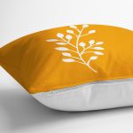 - RealHomes Dijital Baskılı Modern Yastık Kırlent Kılıfı - Realhomes Hardal Zemin Beyaz Çiçek Tasarımlı Yastık Kırlent Kılıfı Realhomes