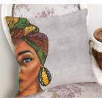 - RealHomes Dijital Baskılı Modern Yastık Kırlent Kılıfı - Realhomes Etnik Afrika Kadın Tasarımlı Dijital Baskılı Yastık Kırlent Kılıfı Realhomes