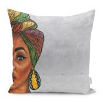 - RealHomes Dijital Baskılı Modern Yastık Kırlent Kılıfı - Realhomes Etnik Afrika Kadın Tasarımlı Dijital Baskılı Yastık Kırlent Kılıfı Realhomes