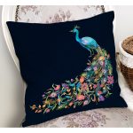 - RealHomes Dijital Baskılı Modern Yastık Kırlent Kılıfı - Realhomes Lacivert Zemin Tavuskuşu Özel Tasarım Yastık Kırlent Kılıfı Realhomes