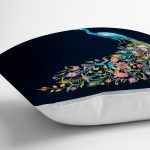 - RealHomes Dijital Baskılı Modern Yastık Kırlent Kılıfı - Realhomes Lacivert Zemin Tavuskuşu Özel Tasarım Yastık Kırlent Kılıfı Realhomes