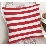 - RealHomes Dijital Baskılı Modern Yastık Kırlent Kılıfı - Realhomes Kırmızı Beyaz Düz Çizgili Özel Tasarım Yastık Kırlent Kılıfı Realhomes