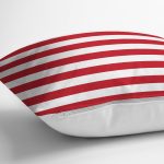 - RealHomes Dijital Baskılı Modern Yastık Kırlent Kılıfı - Realhomes Kırmızı Beyaz Düz Çizgili Özel Tasarım Yastık Kırlent Kılıfı Realhomes