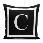 - RealHomes Dijital Baskılı Modern Yastık Kırlent Kılıfı - Realhomes Siyah Zemin Beyaz Çerçeveli C Harfi Dijital Baskılı Kırlent Kılıfı Realhomes