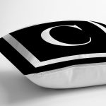 - RealHomes Dijital Baskılı Modern Yastık Kırlent Kılıfı - Realhomes Siyah Zemin Beyaz Çerçeveli C Harfi Dijital Baskılı Kırlent Kılıfı Realhomes