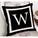 - RealHomes Dijital Baskılı Modern Yastık Kırlent Kılıfı - Realhomes Siyah Zemin Beyaz Çerçeveli W Harfi Dijital Baskılı Kırlent Kılıfı Realhomes
