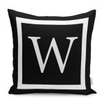 - RealHomes Dijital Baskılı Modern Yastık Kırlent Kılıfı - Realhomes Siyah Zemin Beyaz Çerçeveli W Harfi Dijital Baskılı Kırlent Kılıfı Realhomes