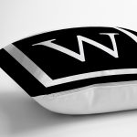 - RealHomes Dijital Baskılı Modern Yastık Kırlent Kılıfı - Realhomes Siyah Zemin Beyaz Çerçeveli W Harfi Dijital Baskılı Kırlent Kılıfı Realhomes