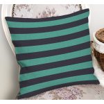 - RealHomes Dijital Baskılı Modern Yastık Kırlent Kılıfı - Realhomes Yeşil & Lacivert Düz Çizgili Özel Tasarım Yastık Kırlent Kılıfı Realhomes
