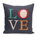 - RealHomes Dijital Baskılı Modern Yastık Kırlent Kılıfı - Realhomes Lacivert Zeminli Love Dijital Baskılı Yastık Kırlent Kılıfı Realhomes