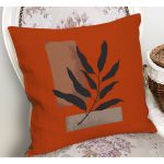 - RealHomes Dijital Baskılı Modern Yastık Kırlent Kılıfı - Realhomes Yanık Turuncu Zemin Yaprak Motifli Modern Yastık Kırlent Kılıfı Realhomes