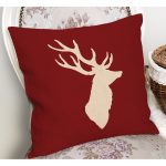 - RealHomes Dijital Baskılı Modern Yastık Kırlent Kılıfı - Realhomes Bordo Zemin Krem Geyik Tasarımlı Modern Yastık Kırlent Kılıfı Realhomes