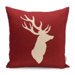 - RealHomes Dijital Baskılı Modern Yastık Kırlent Kılıfı - Realhomes Bordo Zemin Krem Geyik Tasarımlı Modern Yastık Kırlent Kılıfı Realhomes