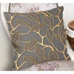 - RealHomes Dijital Baskılı Modern Yastık Kırlent Kılıfı - Realhomes Gold Detaylı Yaprak Motifli Özel Tasarım Dekoratif Yastık Kırlent Kılıfı Realhomes