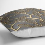 - RealHomes Dijital Baskılı Modern Yastık Kırlent Kılıfı - Realhomes Gold Detaylı Yaprak Motifli Özel Tasarım Dekoratif Yastık Kırlent Kılıfı Realhomes