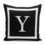 - RealHomes Dijital Baskılı Modern Yastık Kırlent Kılıfı - Realhomes Siyah Zemin Beyaz Çerçeveli Y Harfi Dijital Baskılı Kırlent Kılıfı Realhomes