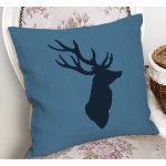 - RealHomes Dijital Baskılı Modern Yastık Kırlent Kılıfı - Realhomes Mavi Zemin Lacivert Geyik Tasarımlı Modern Yastık Kırlent Kılıfı Realhomes