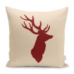 - RealHomes Dijital Baskılı Modern Yastık Kırlent Kılıfı - Realhomes Krem Zemin Kahve Geyik Tasarımlı Modern Yastık Kırlent Kılıfı Realhomes