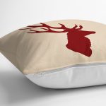 - RealHomes Dijital Baskılı Modern Yastık Kırlent Kılıfı - Realhomes Krem Zemin Kahve Geyik Tasarımlı Modern Yastık Kırlent Kılıfı Realhomes