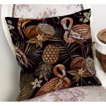 - RealHomes Dijital Baskılı Modern Yastık Kırlent Kılıfı - Realhomes Koyu Zeminli Flamingo Ananas Motifli Yastık Kırlent Kılıfı Realhomes