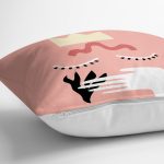 - RealHomes Dijital Baskılı Modern Yastık Kırlent Kılıfı - Realhomes Pembe Zemin Onedraw Temalı Dekoratif Yastık Kırlent Kılıfı Realhomes