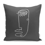 - RealHomes Dijital Baskılı Modern Yastık Kırlent Kılıfı - Realhomes Koyu Füme Oneline Yüz Tasarımlı Yastık Kırlent Kılıfı Realhomes