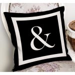 - RealHomes Dijital Baskılı Modern Yastık Kırlent Kılıfı - Realhomes Siyah Zemin Beyaz Çerçeveli & Simgesi Dijital Baskılı Kırlent Kılıfı Realhomes