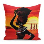 - RealHomes Dijital Baskılı Modern Yastık Kırlent Kılıfı - Realhomes Etnik Siyahi Kadın Temalı Dijital Baskılı Yastık Kırlent Kılıfı Realhomes