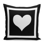 - RealHomes Dijital Baskılı Modern Yastık Kırlent Kılıfı - Realhomes Siyah Zemin Beyaz Çerçeveli Kalp Çizimli Dijital Baskılı Kırlent Kılıfı Realhomes