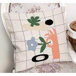 - RealHomes Dijital Baskılı Modern Yastık Kırlent Kılıfı - Realhomes Onedraw Krem Tasarımlı Yastık Kırlent Kılıfı Realhomes