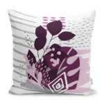 - RealHomes Dijital Baskılı Modern Yastık Kırlent Kılıfı - Realhomes Eflatun Temalı Tropik Yaprak Motifli Yastık Kırlent Kılıfı Realhomes