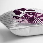 - RealHomes Dijital Baskılı Modern Yastık Kırlent Kılıfı - Realhomes Eflatun Temalı Tropik Yaprak Motifli Yastık Kırlent Kılıfı Realhomes