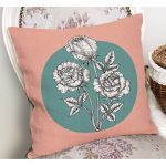 - RealHomes Dijital Baskılı Modern Yastık Kırlent Kılıfı - Realhomes Pudra Yeşil Zeminli Beyaz Gül Tasarımlı Yastık Kırlent Kılıfı Realhomes