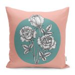 - RealHomes Dijital Baskılı Modern Yastık Kırlent Kılıfı - Realhomes Pudra Yeşil Zeminli Beyaz Gül Tasarımlı Yastık Kırlent Kılıfı Realhomes