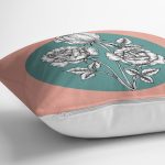 - RealHomes Dijital Baskılı Modern Yastık Kırlent Kılıfı - Realhomes Pudra Yeşil Zeminli Beyaz Gül Tasarımlı Yastık Kırlent Kılıfı Realhomes