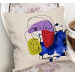 - RealHomes Dijital Baskılı Modern Yastık Kırlent Kılıfı - Realhomes Suluboya Yüz Motifli Dijital Baskılı Dekoratif Yastık Kırlent Kılıfı Realhomes
