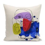 - RealHomes Dijital Baskılı Modern Yastık Kırlent Kılıfı - Realhomes Suluboya Yüz Motifli Dijital Baskılı Dekoratif Yastık Kırlent Kılıfı Realhomes