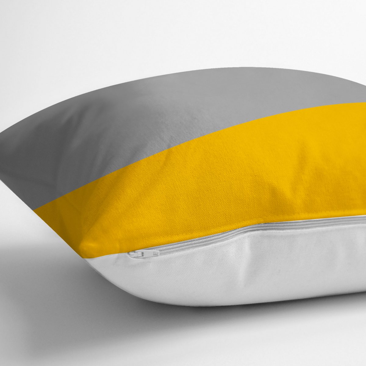 Sarı & Gri Düz Renkli Dijital Baskılı Yastık Kırlent Kılıfı Realhomes