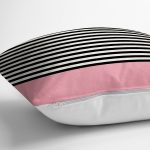 - RealHomes Dijital Baskılı Modern Yastık Kırlent Kılıfı - Realhomes Pembe Zemin Siyah Çizgili Dijital Baskılı Modern Yastık Kılıfı Realhomes