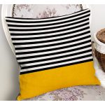 - RealHomes Dijital Baskılı Modern Yastık Kırlent Kılıfı - Realhomes Sarı Zemin Siyah Çizgili Dijital Baskılı Modern Kırlent Kılıfı Realhomes